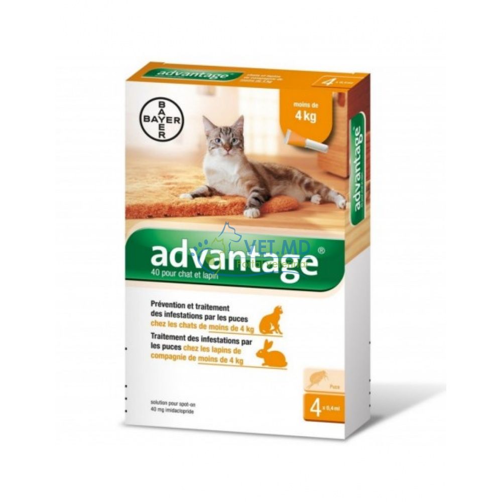 Advantage 40 mg pipeta antiparazitare pentru pisici si iepuri sub 4 kg 